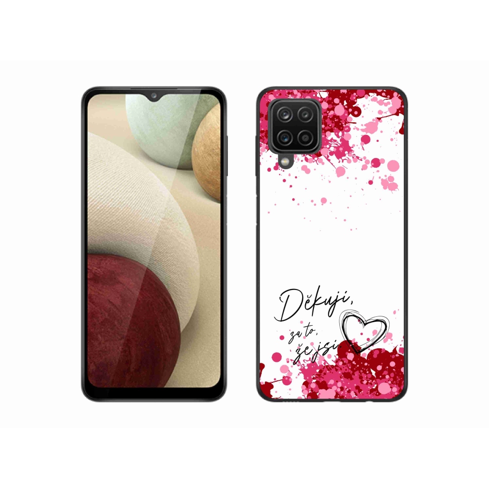 Gélový kryt mmCase na Samsung Galaxy A12 - zamilovaný text 2 biele pozadie