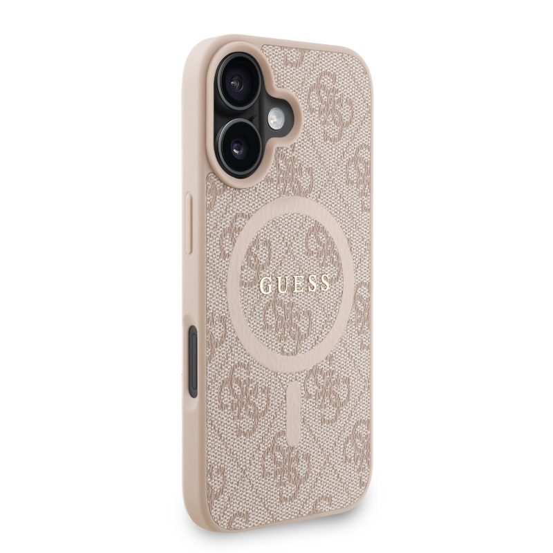 Guess PU Leather 4G Colored Ring Strap MagSafe Zadný Kryt pre iPhone 16 Pink