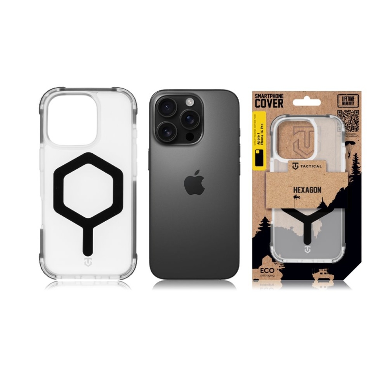 Taktický kryt MagForce Hexagon pre Apple iPhone 16 Pro T-Black