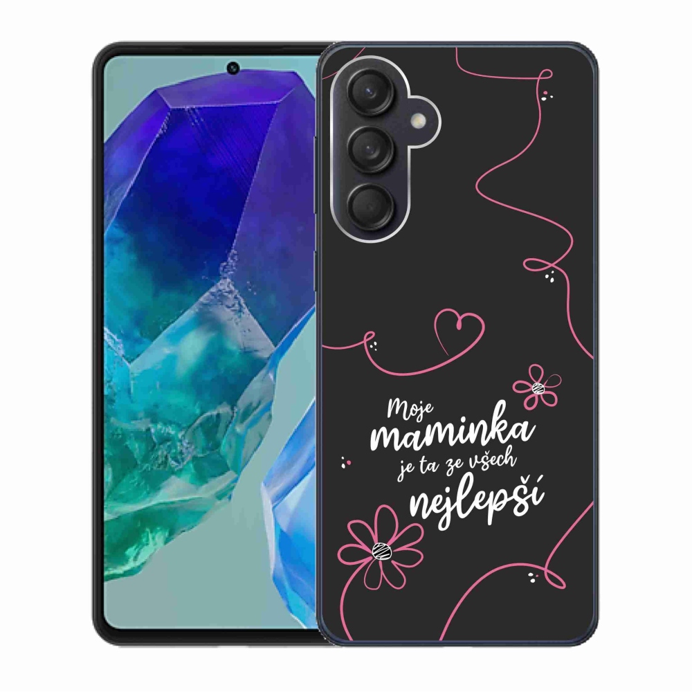 Gélový kryt mmCase na Samsung Galaxy M55 5G - najlepšia mamička 3 čierne pozadie