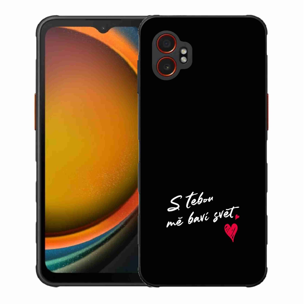 Gélový kryt mmCase na Samsung Galaxy Xcover 7 Pro - zamilovaný text 1 čierne pozadie