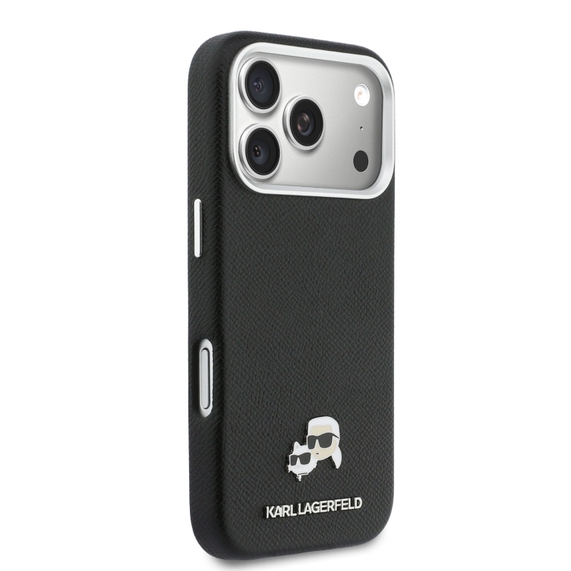 Karl Lagerfeld PU Karl and Choupette Heads Pins MagSafe zadný kryt pre iPhone 17 Pro Max Black