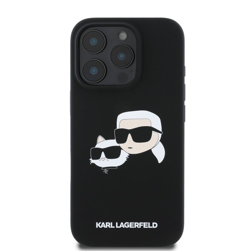 Karl Lagerfeld Liquid Silicone Double Heads MagSafe Zadný Kryt pre iPhone 16 Pro Black