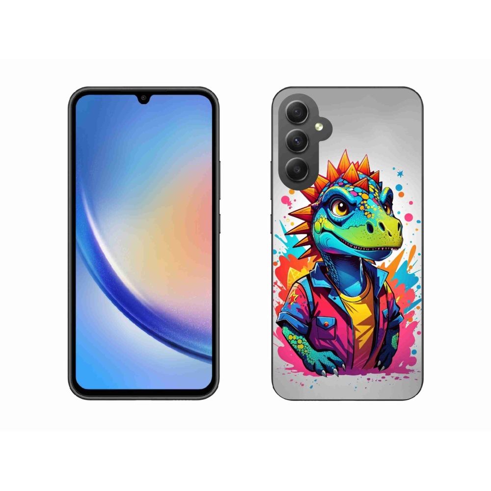 Gélový kryt mmCase na Samsung Galaxy A34 5G - farebný dinosaurus