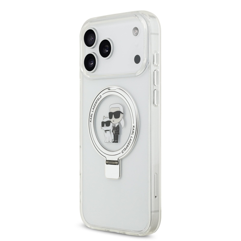 Karl Lagerfeld Ringstand Karl and Choupette MagSafe zadný kryt pre iPhone 17 Pro Max White