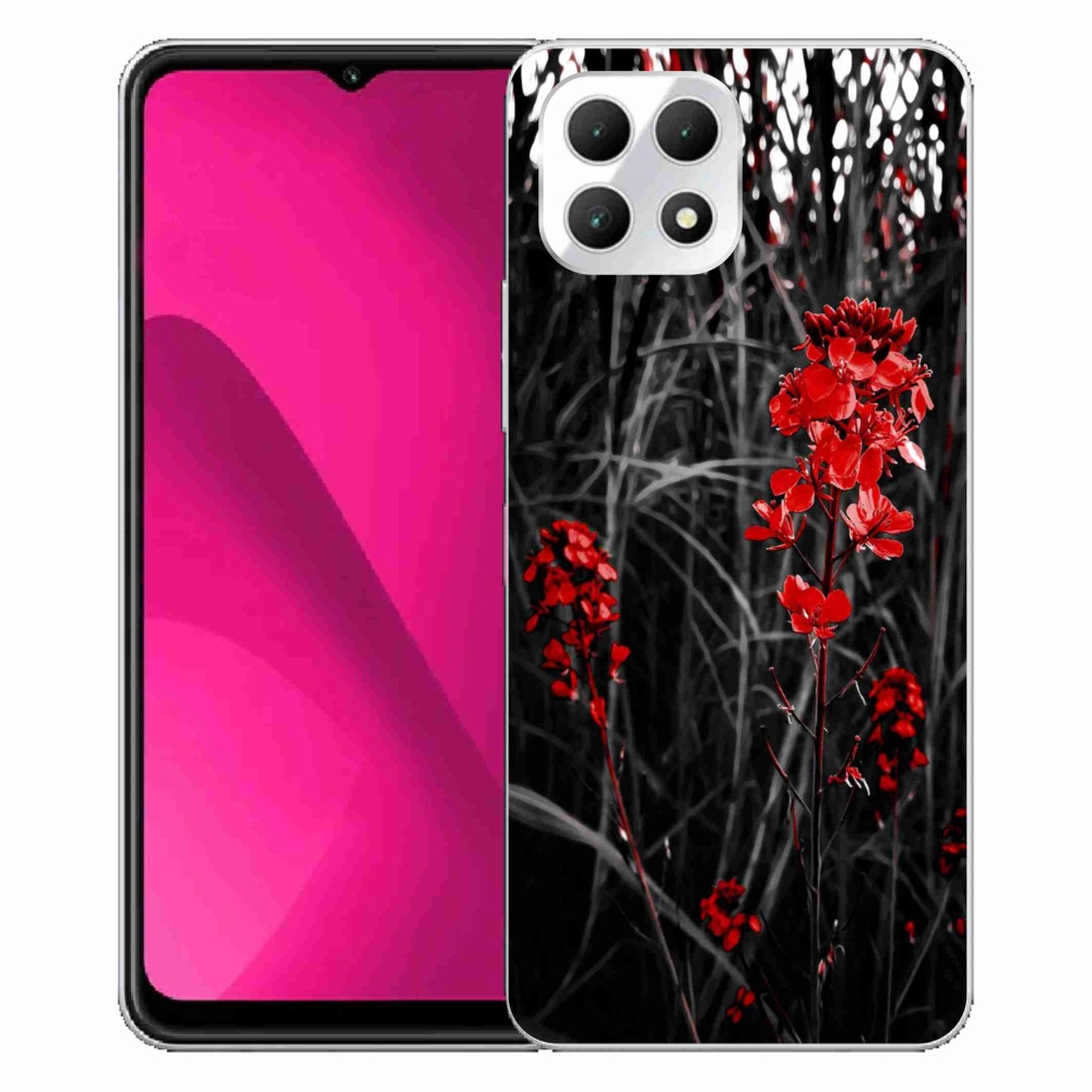 Gélový kryt mmCase na T-Mobile T Phone 2 - červená rastlina