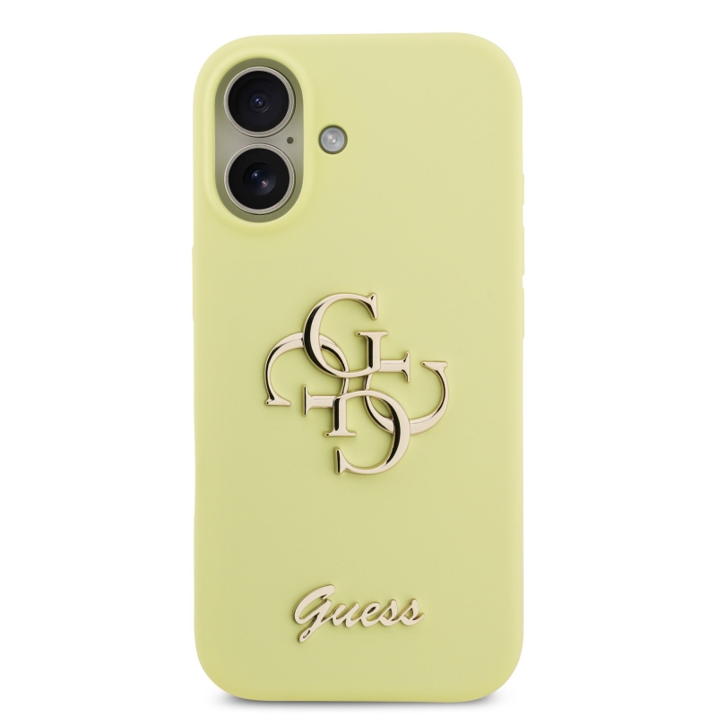 Guess Liquid Silicone 4G Metal Logo Zadný kryt pre iPhone 17 Yellow