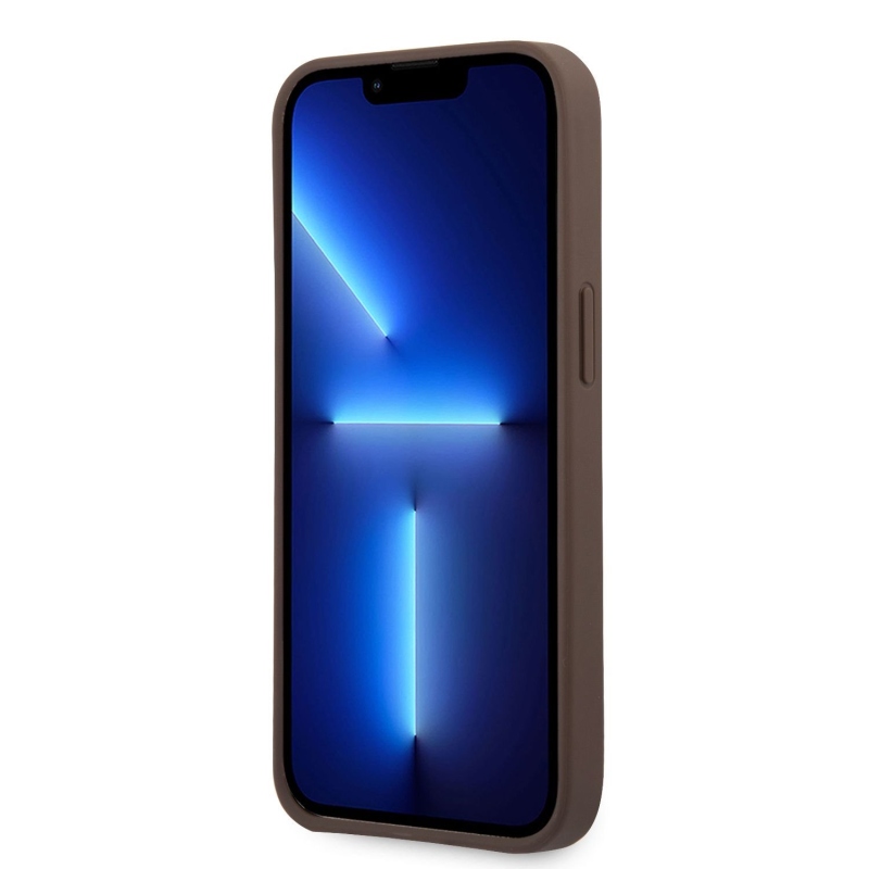 Guess PU 4G Metal Logo Zadný Kryt pre iPhone 14 Pro Max Brown