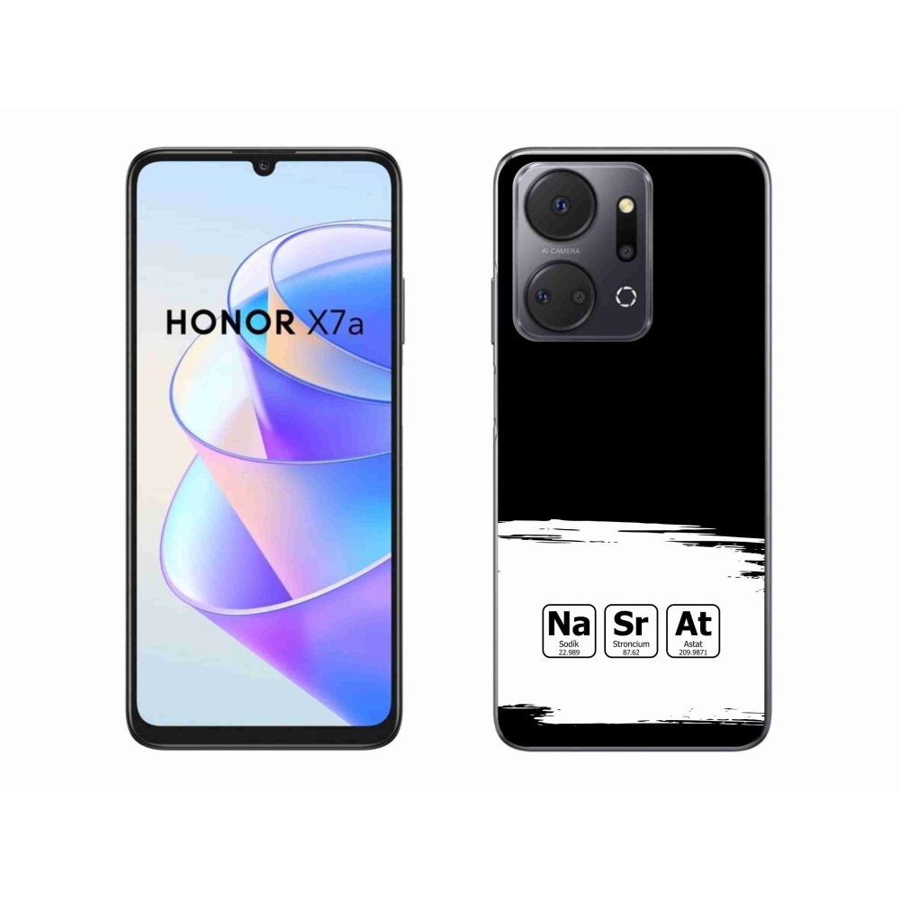 Gélový kryt mmCase na Honor X7a - chemické prvky bieločierne pozadie