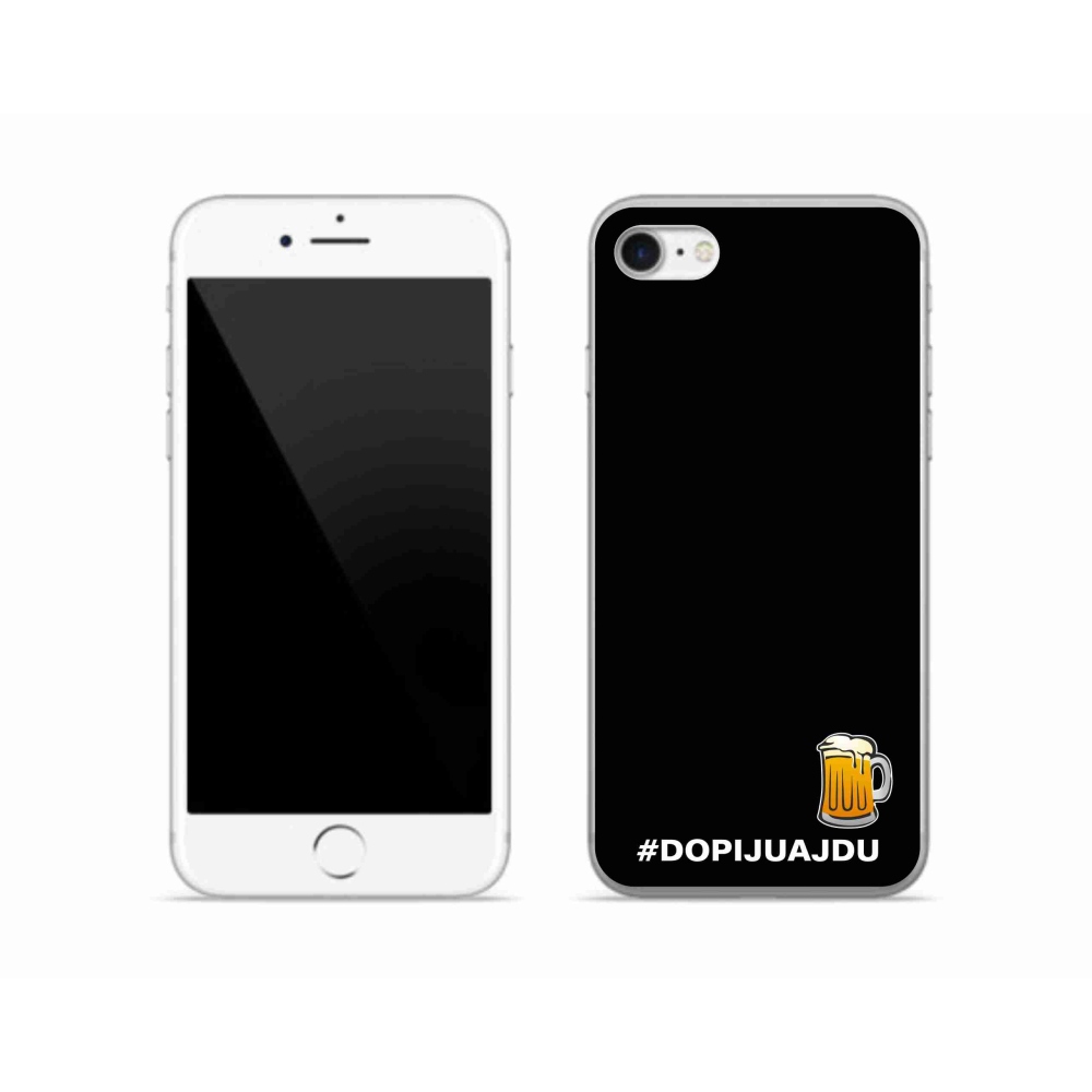 Gélový kryt mmCase na iPhone SE (2022) - pivný motív 1 čierne pozadie