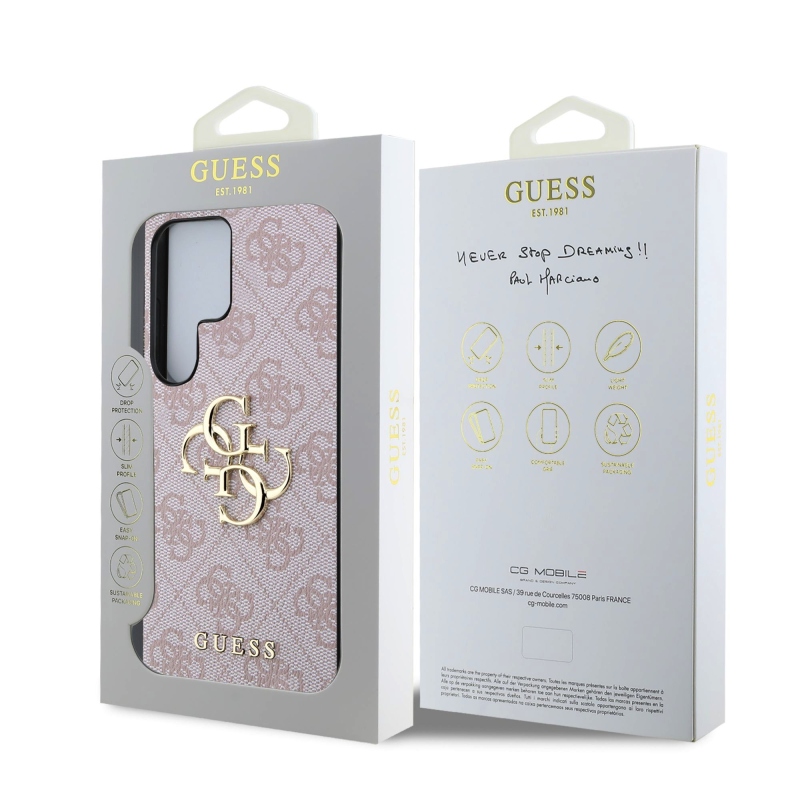 Guess PU 4G Metal Logo Zadný Kryt pre Samsung Galaxy S25 Ultra Pink
