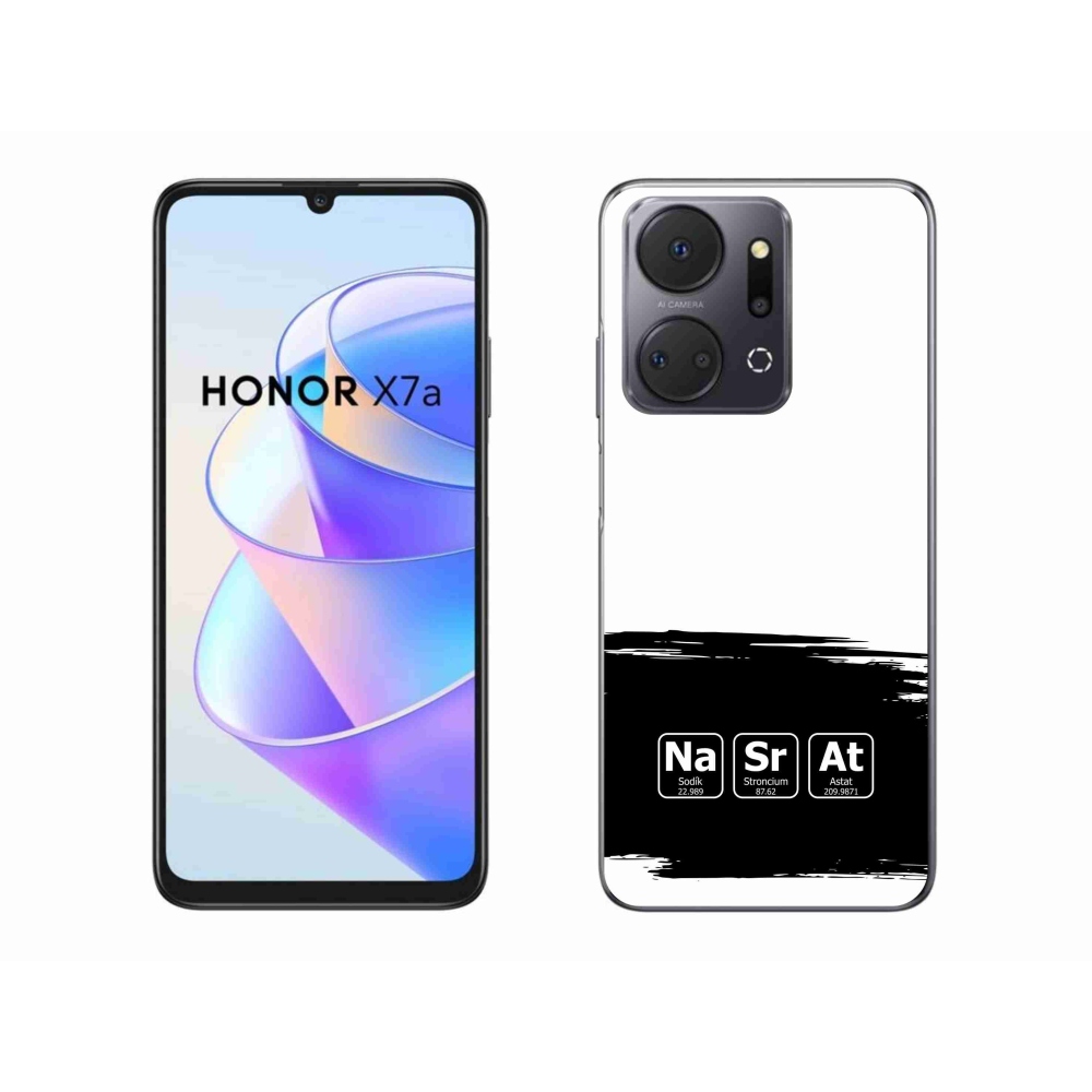 Gélový kryt mmCase na Honor X7a - chemické prvky čiernobiele pozadie
