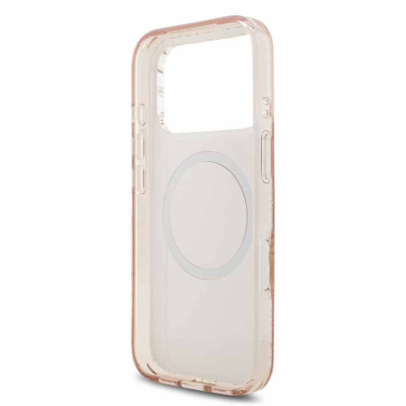 Guess IML Flowers Allover Strap MagSafe zadný kryt pre iPhone 18 Pro, ružový