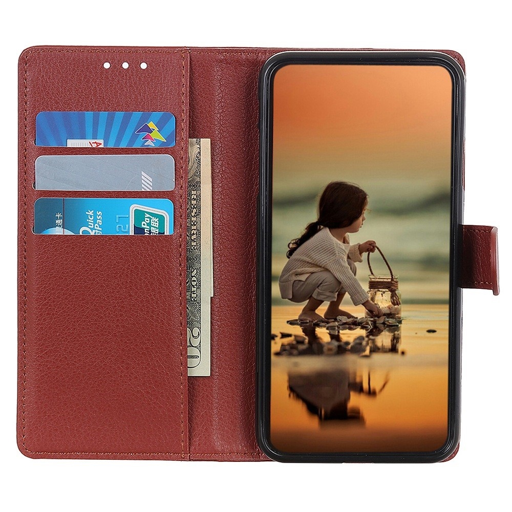Litchie knižkové puzdro na Xiaomi Redmi 12 4G/5G - hnedé