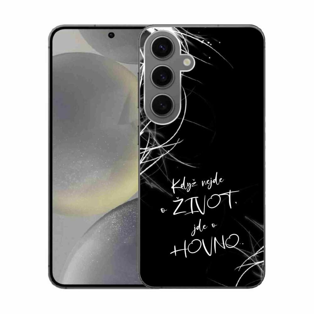 Gélový kryt mmCase na Samsung Galaxy S24 - vtipný text 16 čierne pozadie