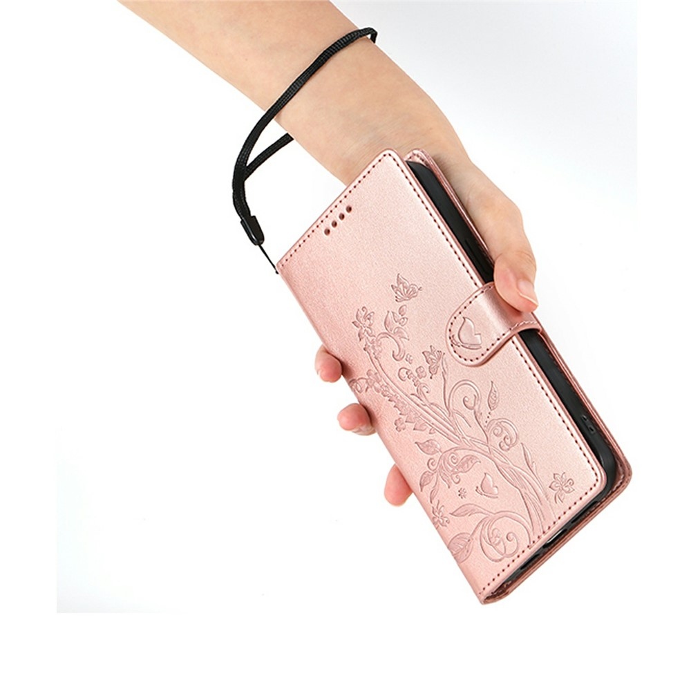 Flowery knižkové puzdro na Xiaomi Redmi 15 5G (169mm) - ružovozlaté