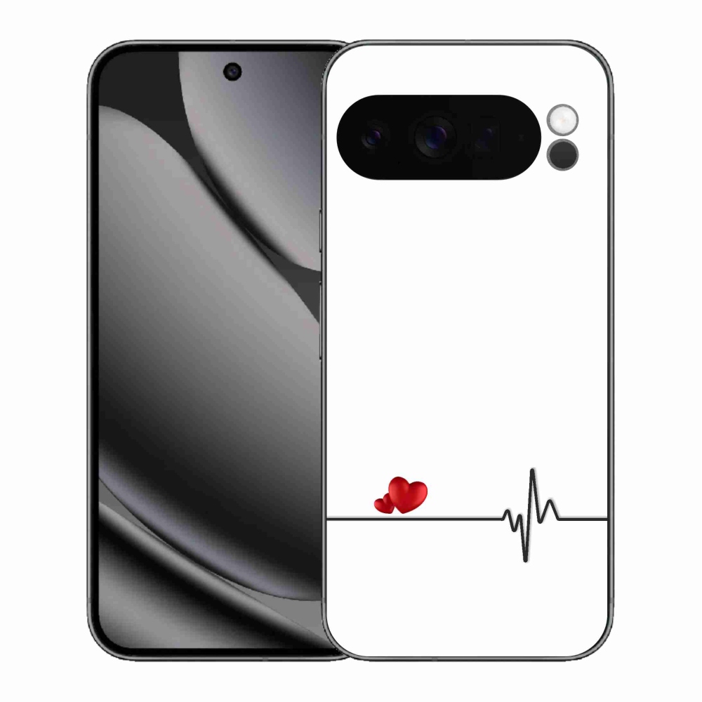 Gélový kryt mmCase na Google Pixel 10 Pro XL - srdce a tep biele pozadie