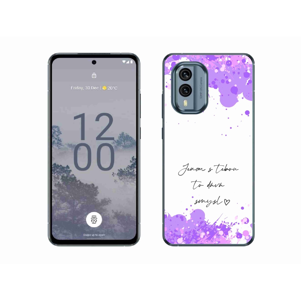 Gélový kryt mmCase na Nokia X30 5G - zamilovaný text biele pozadie