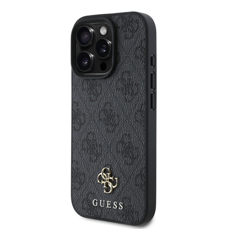 Guess PU 4G Small Metal Logo MagSafe Zadný Kryt pre iPhone 16 Pro Grey