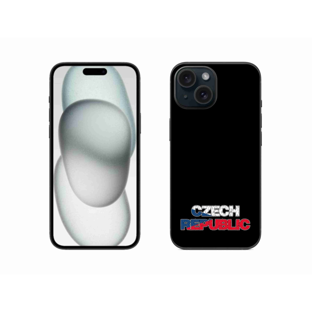 Gélový kryt mmCase na iPhone 15 - Czech Republic čierne pozadie