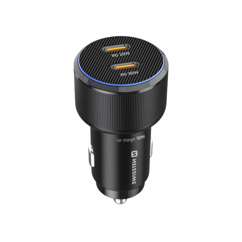 Swissten CL adaptér 2x USB-C PD, 50W - čierny + kábel USB-C/USB-C, 1m