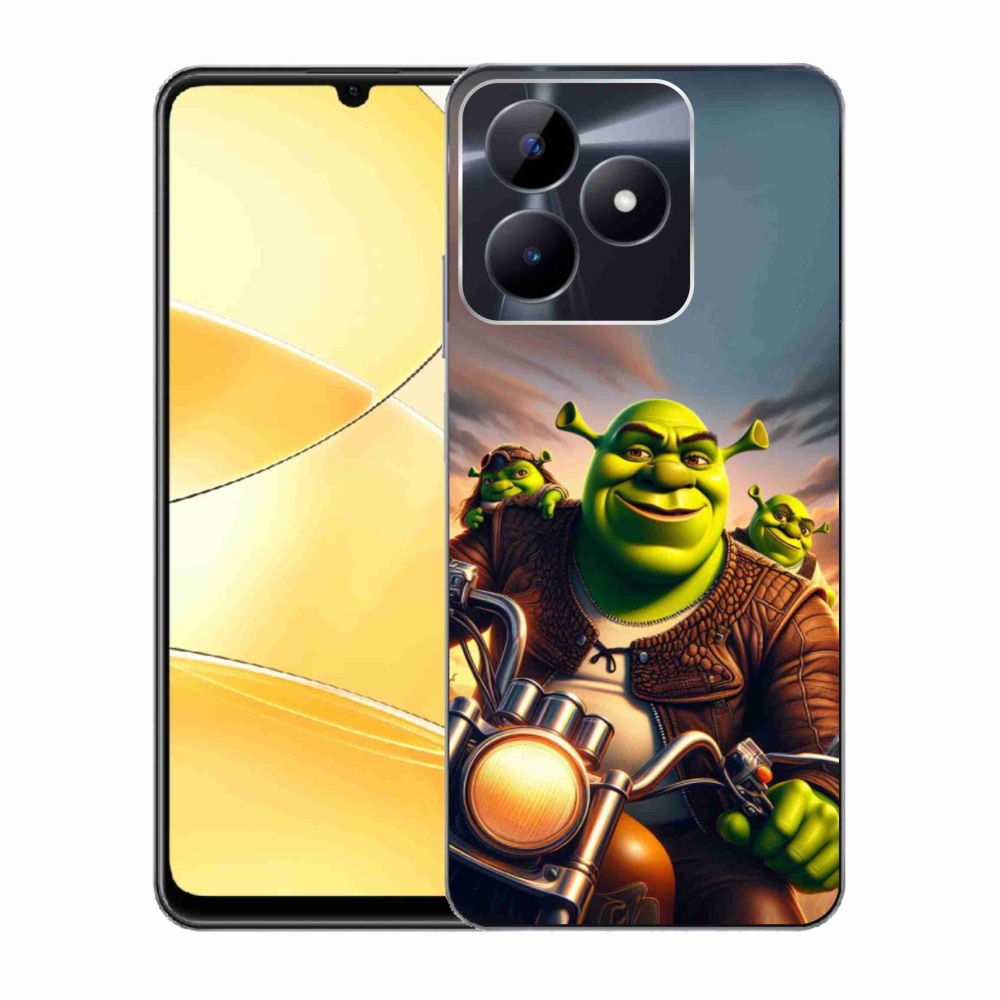 Gélový kryt mmCase na Realme C51/C53 - shrek na motorke