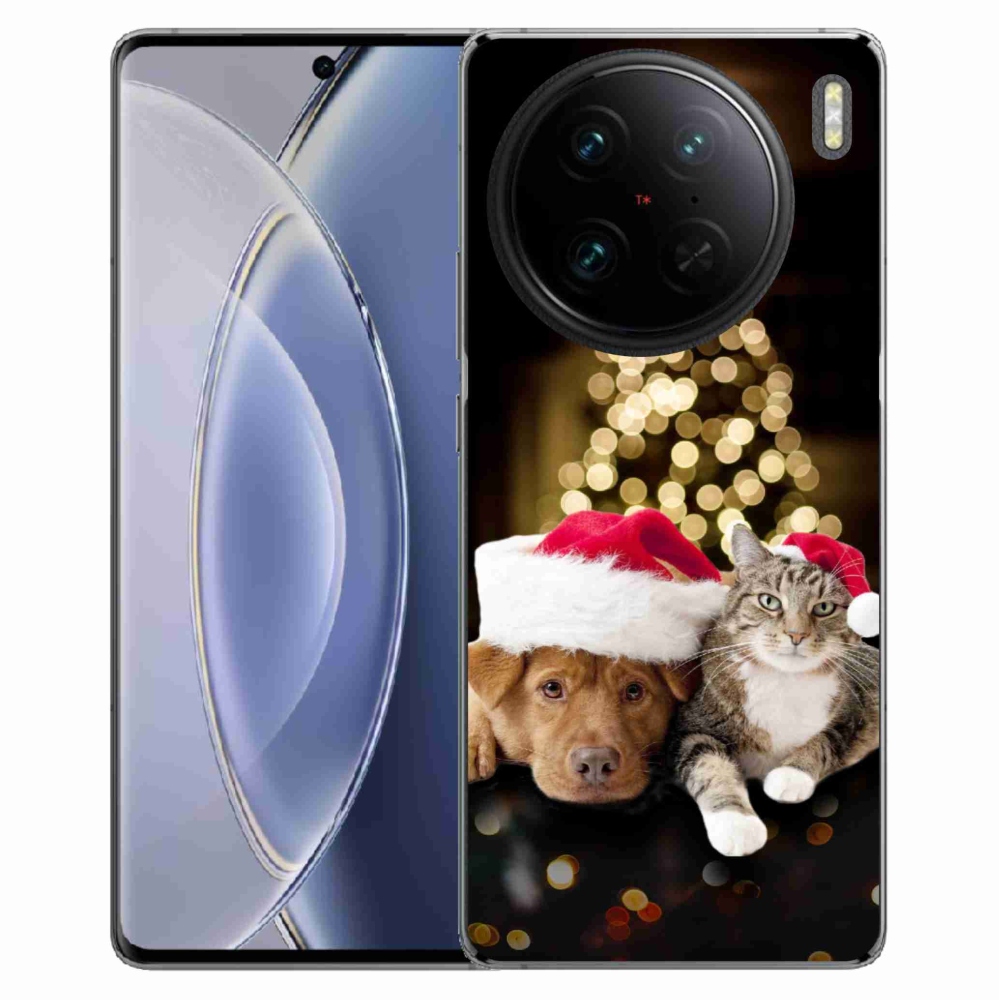 Gélový kryt mmCase na Vivo X90 Pro - vianočný pes a mačka