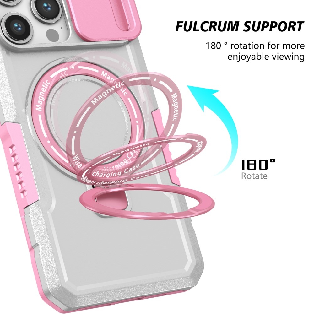 Military odolný kryt s MagSafe na iPhone 14 Pro Max - ružový/biely