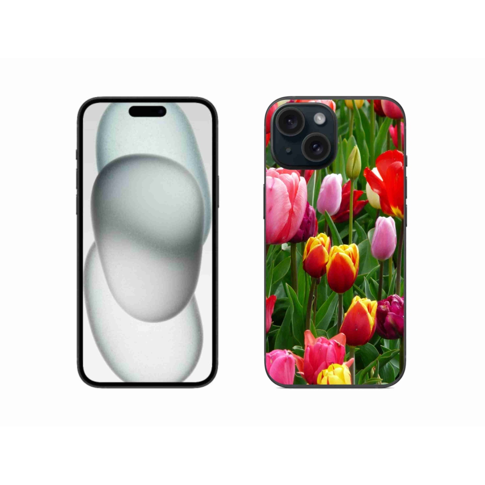 Gélový kryt mmCase na iPhone 15 - tulipány