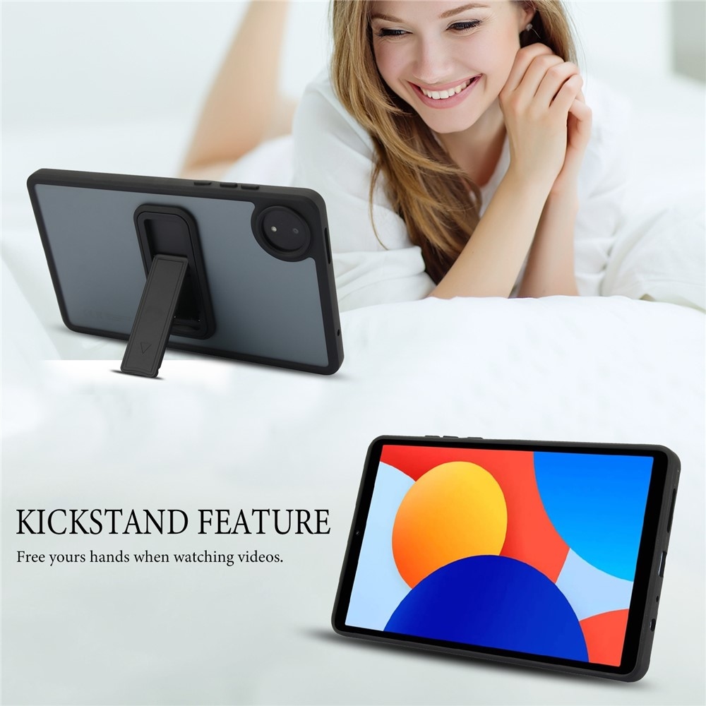 Skiny gélový obal s pevným chrbtom a výklopným stojanom na Xiaomi Redmi Pad SE 8.7 - čierny