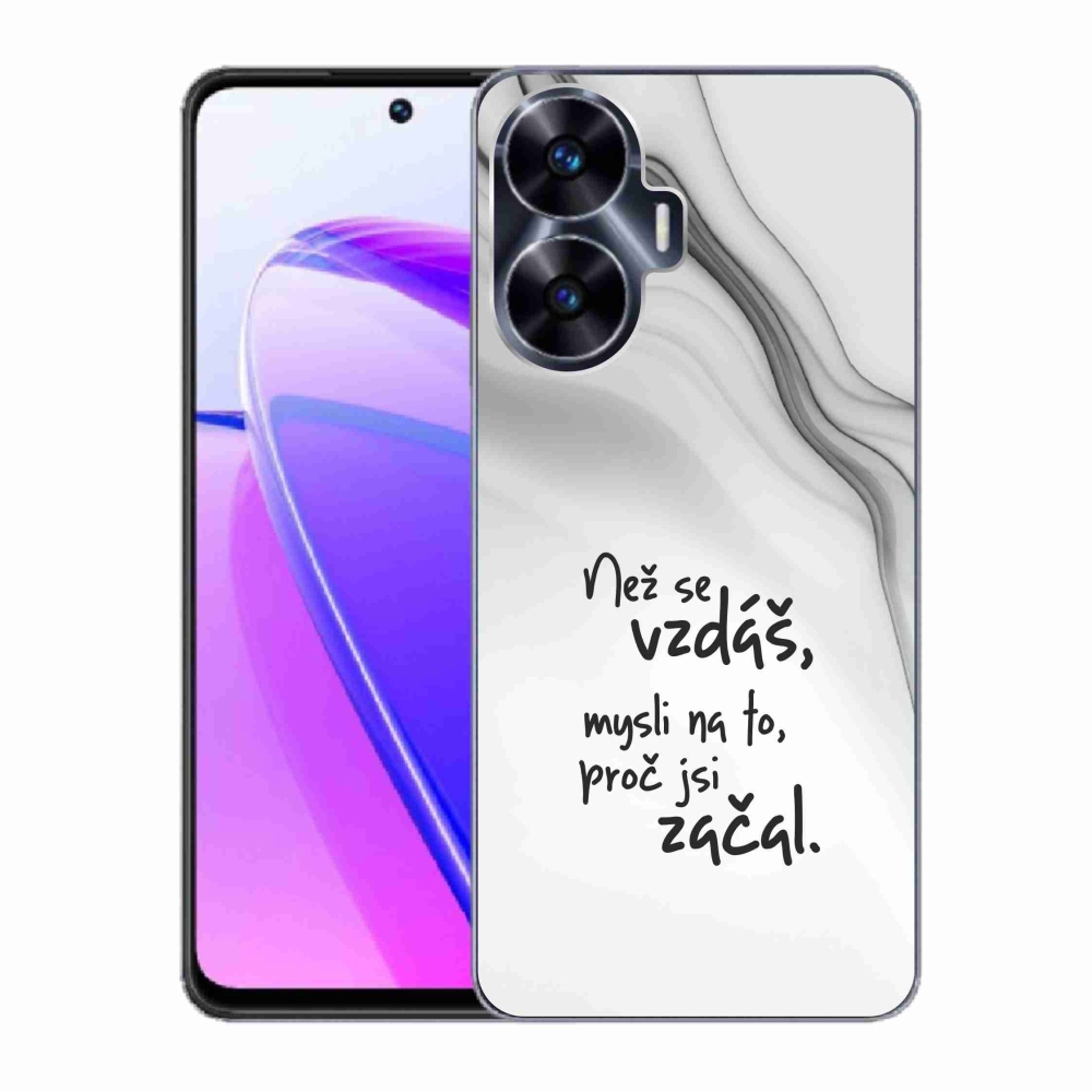 Gélový kryt mmCase na Realme C55 - citát 2 biele pozadie
