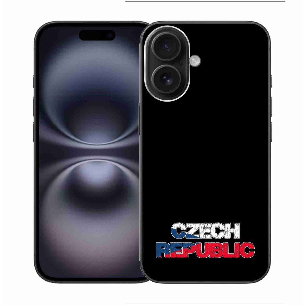 Gélový kryt mmCase na iPhone 16 - Czech Republic čierne pozadie