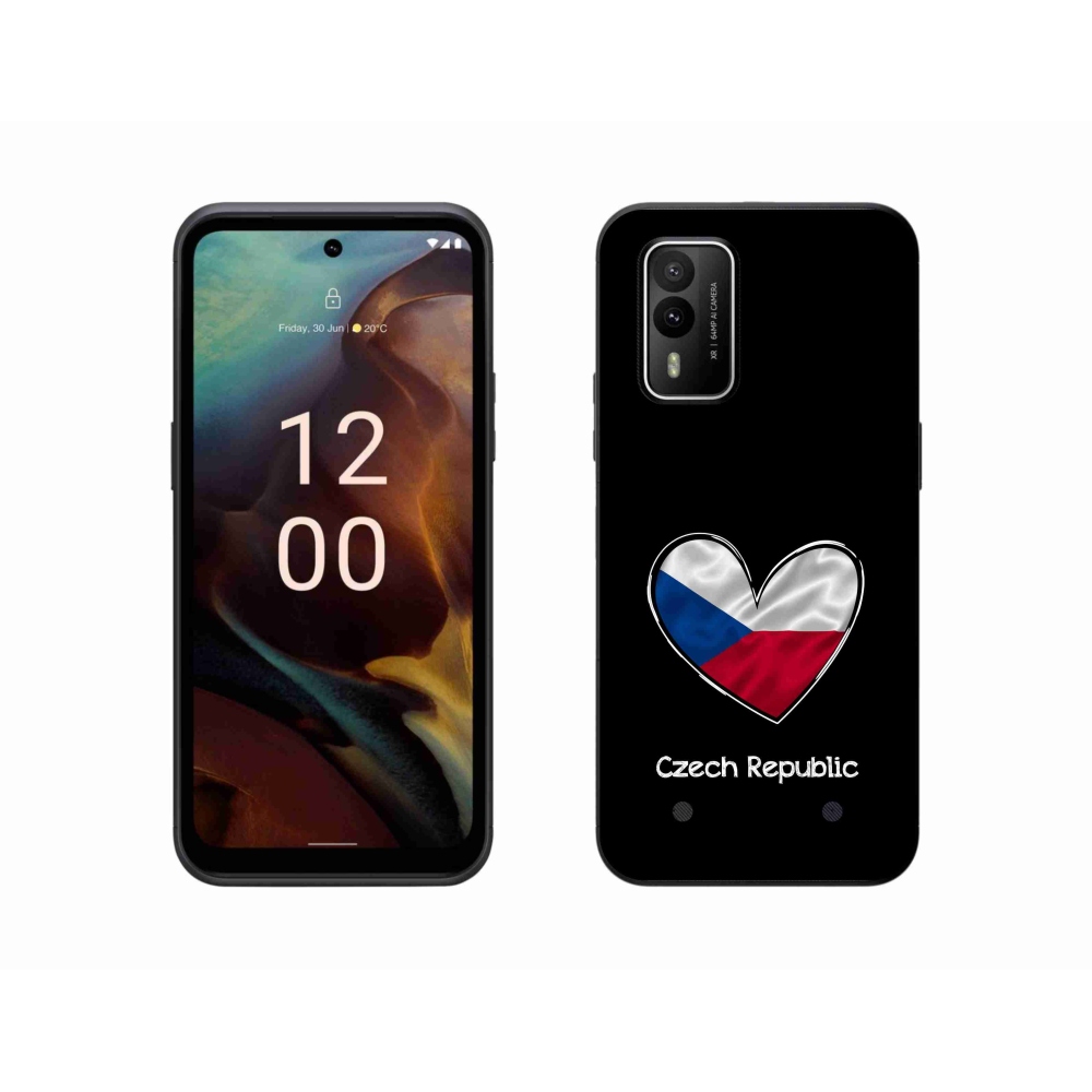 Gélový kryt mmCase na Nokia XR21 - vlajka srdca čierne pozadie