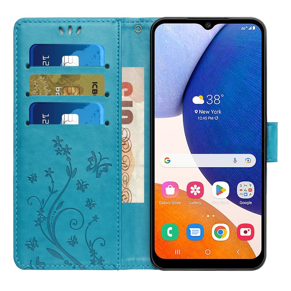 Flowers knižkové púzdro na Samsung Galaxy A05s - modré