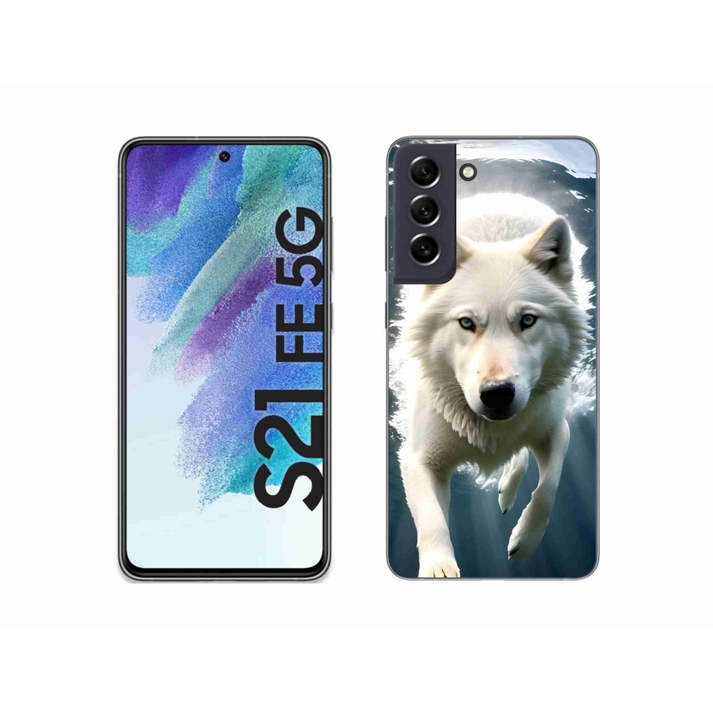 Gélový kryt mmCase na Samsung Galaxy S21 FE 5G - biely vlk