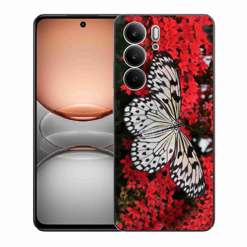Gélový kryt mmCase na Realme C75 - čiernobiely motýľ 1
