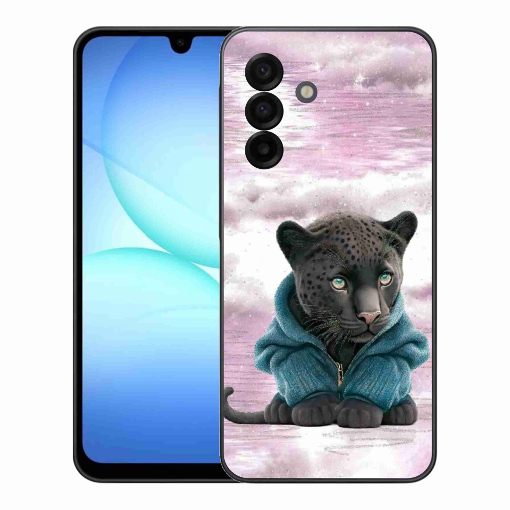 Gélový kryt mmCase na Samsung Galaxy A17 5G - čierny panter vo svetri