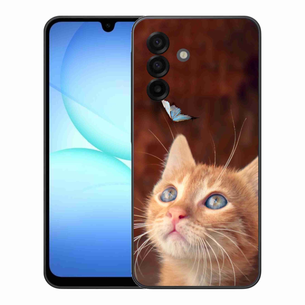 Gélový kryt mmCase na Samsung Galaxy A17 4G/5G - motýľ a mačiatko