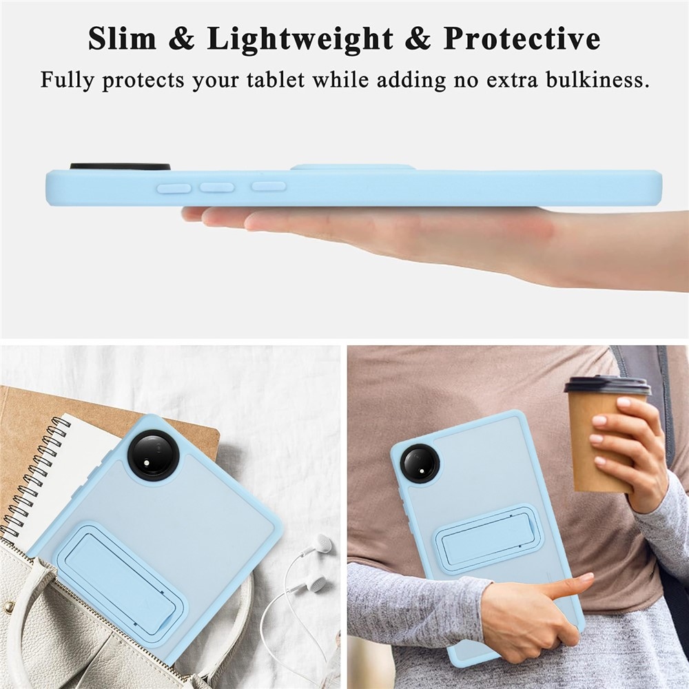 Skiny gélový obal s pevným chrbtom a výklopným stojanom na Xiaomi Redmi Pad SE 8.7 - svetlomodrý