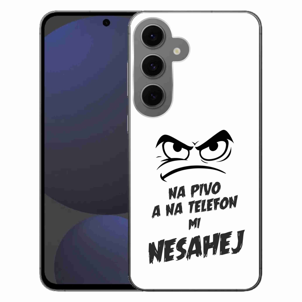Gélový kryt mmCase na Samsung Galaxy S24 FE - pivný motív 2 biele pozadie