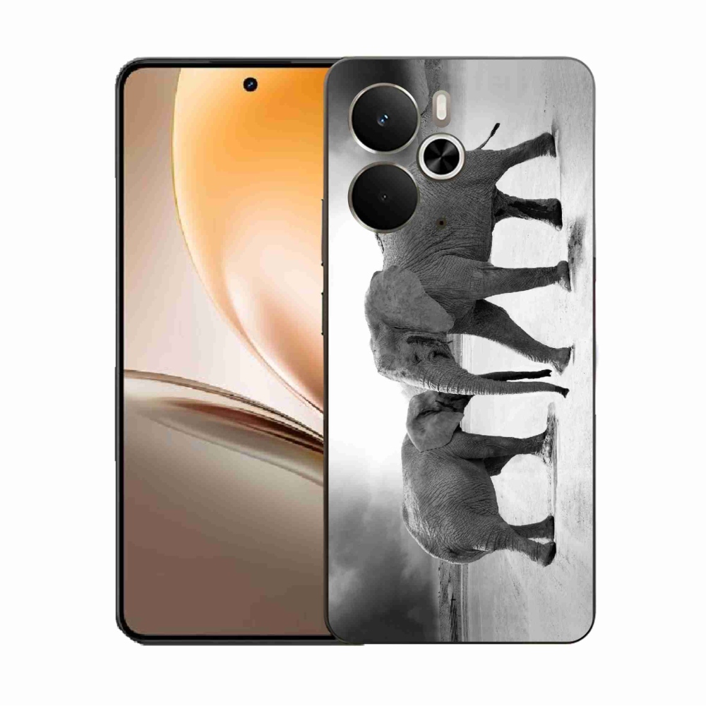 Gélový kryt mmCase na Realme 14 5G - čiernobieli slony