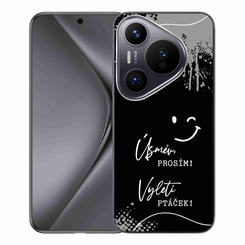 Gélový kryt mmCase na Huawei Pura 70 Pro - vtipný text 4 čierne pozadie
