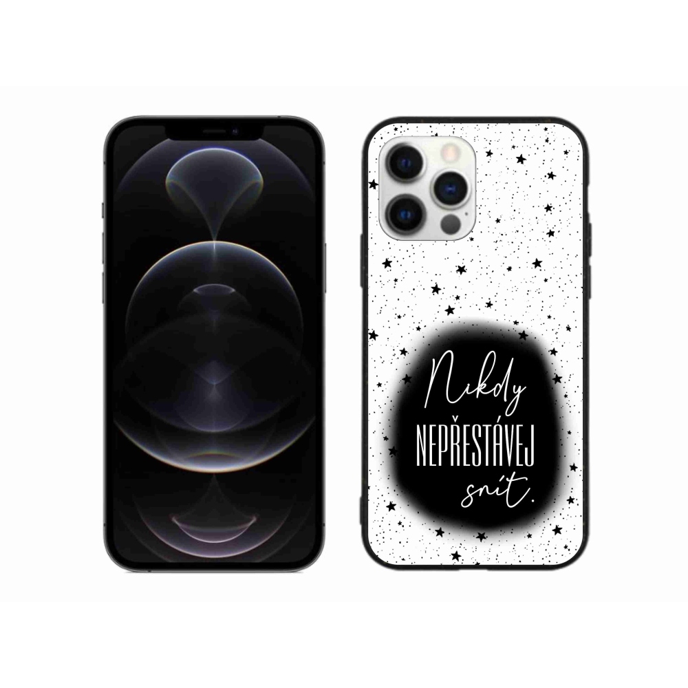 Gélový kryt mmCase na iPhone 12 Pro Max - citát 1 čiernobiele pozadie