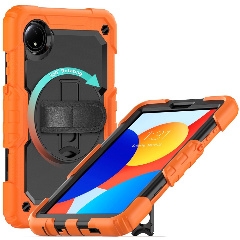 Strap odolný kryt s držiakom na ruku a ramenným popruhom na Xiaomi Redmi Pad SE 8.7 - oranžový
