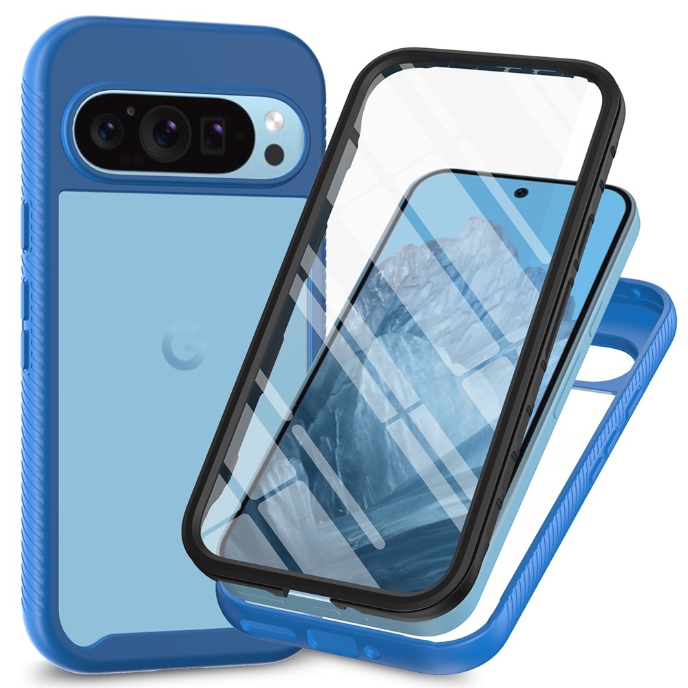 Impact gélový obal s rámčekom pre ochranou displeja na Google Pixel 10 Pro/Pixel 10 - modrý