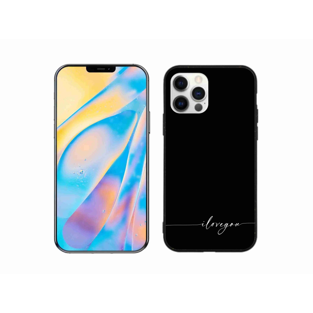 Gélový kryt mmCase na iPhone 12 Pro - I love you čierne pozadie