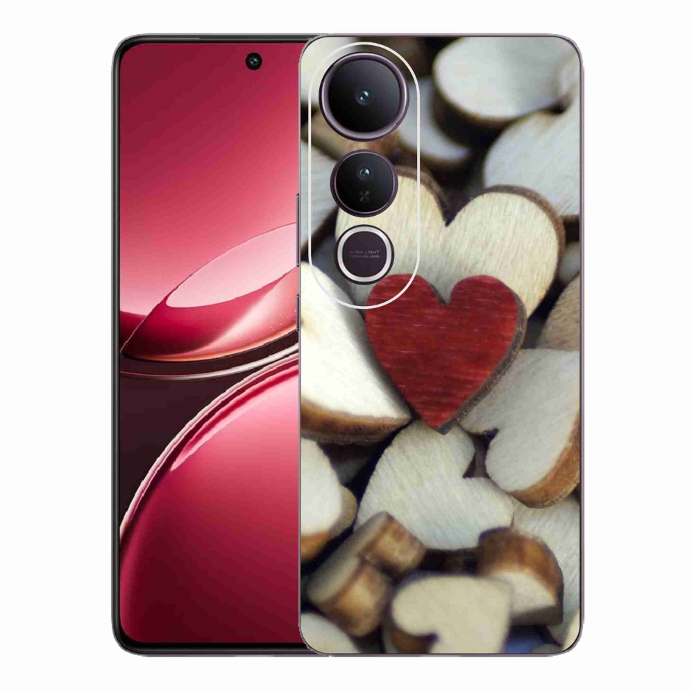 Gélový kryt mmCase na Vivo V50 Lite 4G/5G - gravírované červené srdce
