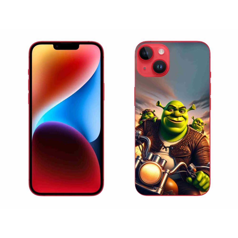 Gélový kryt mmCase na iPhone 14 Plus - shrek na motorke