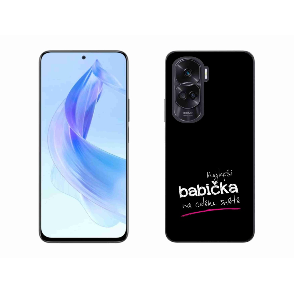 Gélový kryt mmCase na Honor 90 Lite - najlepšia babička 4 čierne pozadie