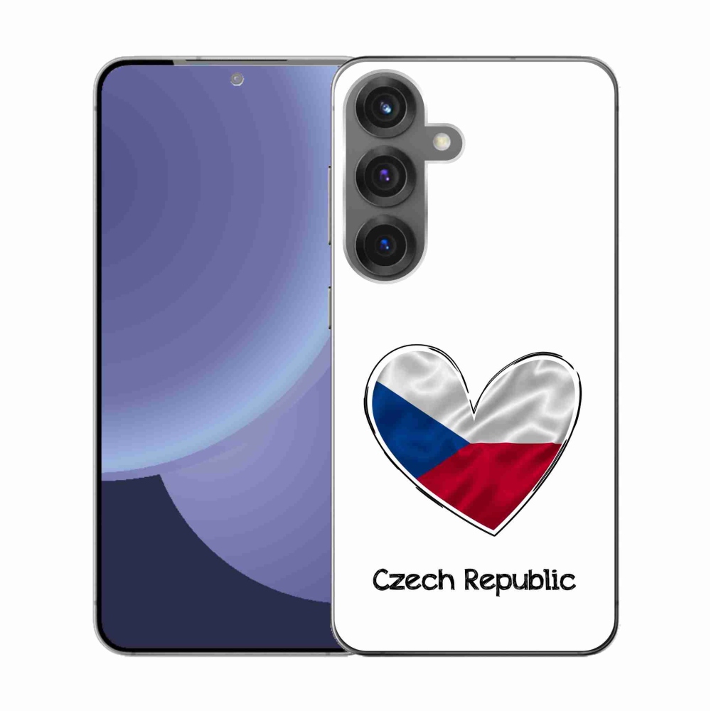 Gélový kryt mmCase na Samsung Galaxy S25 - vlajka srdca biele pozadie